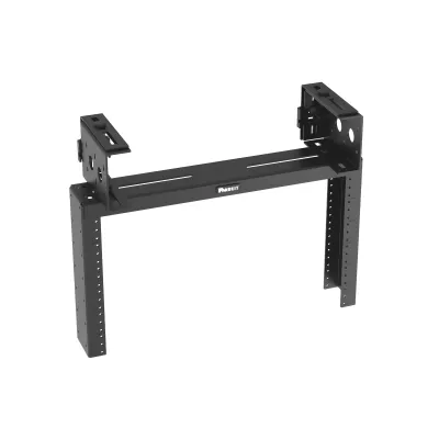 Rack de Distribución Aéreo de 2 Postes PanZone®, Rieles Roscados #12-24, de 6 UR, Color Negro