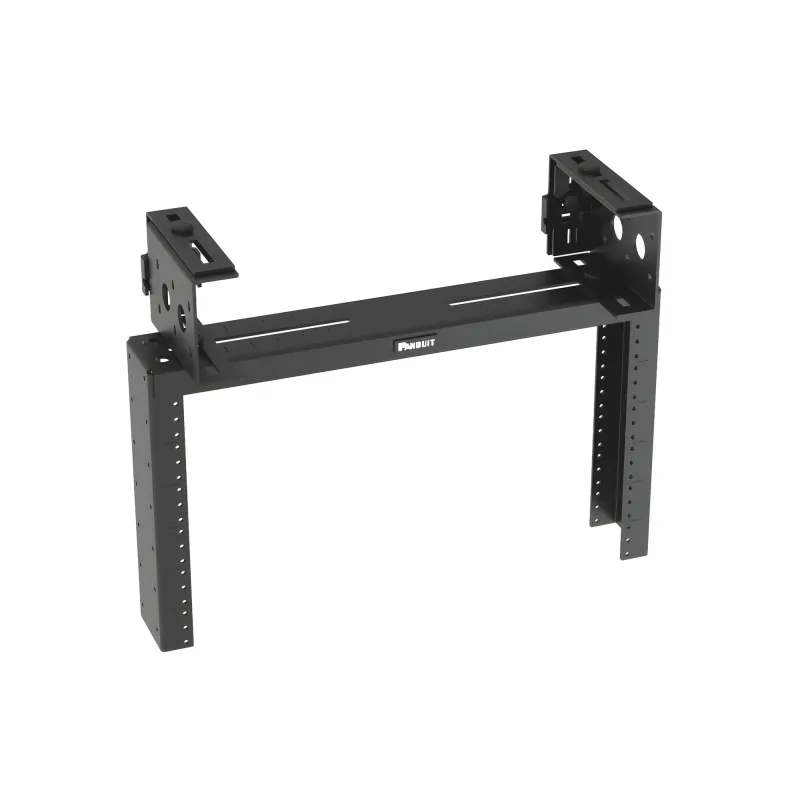 Rack de Distribución Aéreo de 2 Postes PanZone®, Rieles Roscados #12-24, de 6 UR, Color Negro