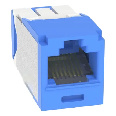 Conector Jack RJ45 Estilo TG, Mini-Com, Categoría 6A, Con Gel Resistente a la Corrosión, de 8 Posiciones y 8 Cables, Color Azul