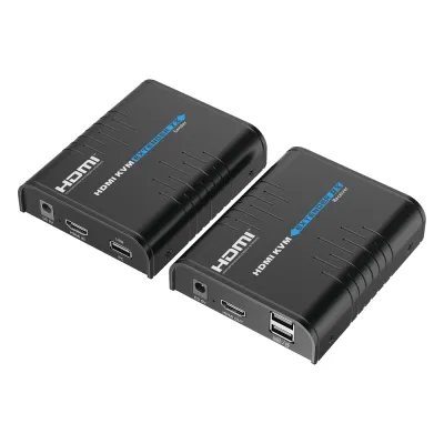 Kit extensor KVM (HDMI y USB) hasta 120 metros | Resolución 1080P @ 60 Hz | Soporta STP y UTP CAT6 | Soporta Switch Gigabit para control KVM múltiple | Soporta hasta 253 receptores | Transmite el Video y Controla tu DVR vía USB