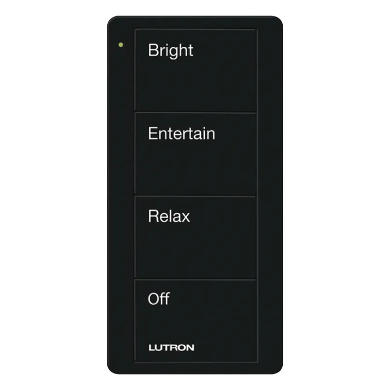 Control Pico inalámbrico de 4 botones para activar 3 escenas y apagado, negro brillante, compatible con Caseta Wireless, RA2 Select, RadioRA 3 y HomeWorks