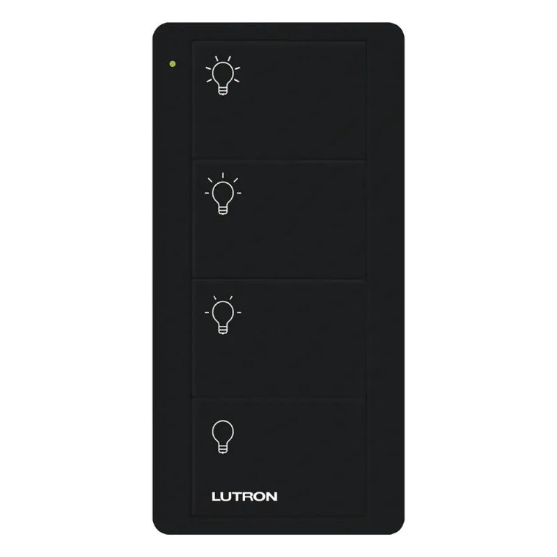 Control Pico inalámbrico de 4 botones para escenas de iluminación (3 escenas y apagado), color negro, empaque PRO para Caseta Wireless