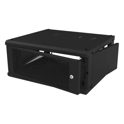 Gabinete de Pared Fijo, Con 4 Unidades de Rack, de 19 in, Fabricado en Acero, Puerta Perforada.