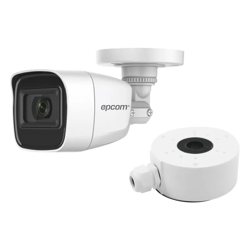 KIT DE CÁMARA + MONTAJE / Cámara Bala TURBOHD 2 Megapixel (1080p) / Gran Angular 106° / Lente 2.8 mm / 25 mts IR EXIR / Exterior IP66 / 4 Tecnologías / dWDR