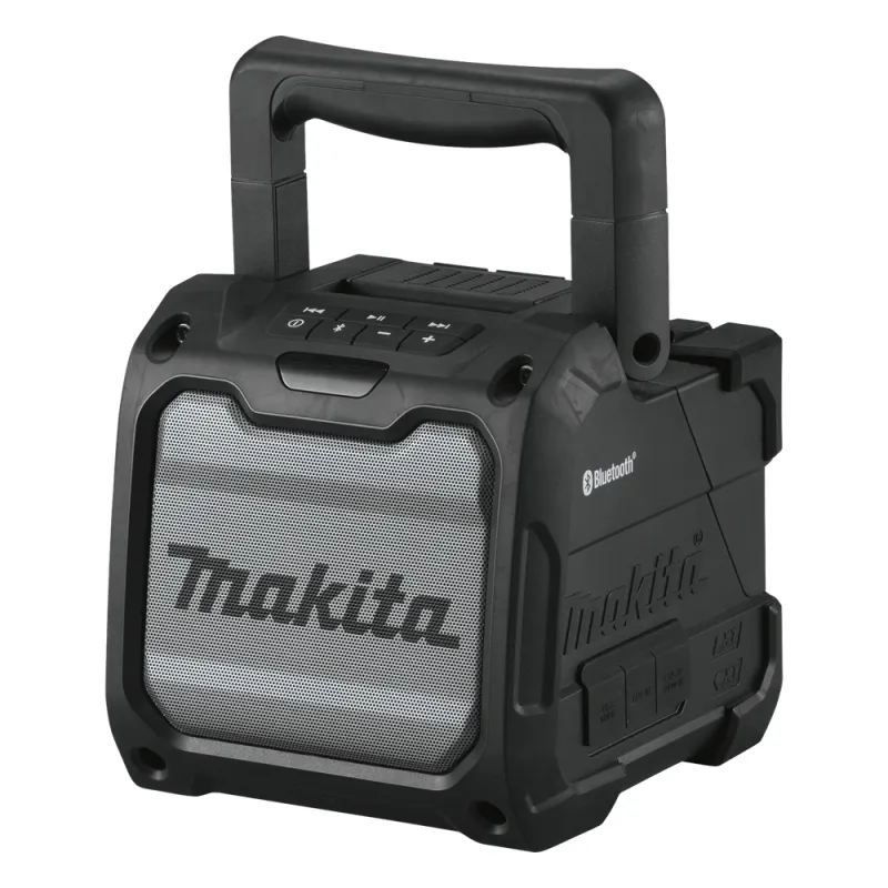 Bocina Negra Bluetooth con entrada USB, Auxiliar y Cargador, Funciona con Batería LXT de 18V o CXT de 12v (no inluidas)