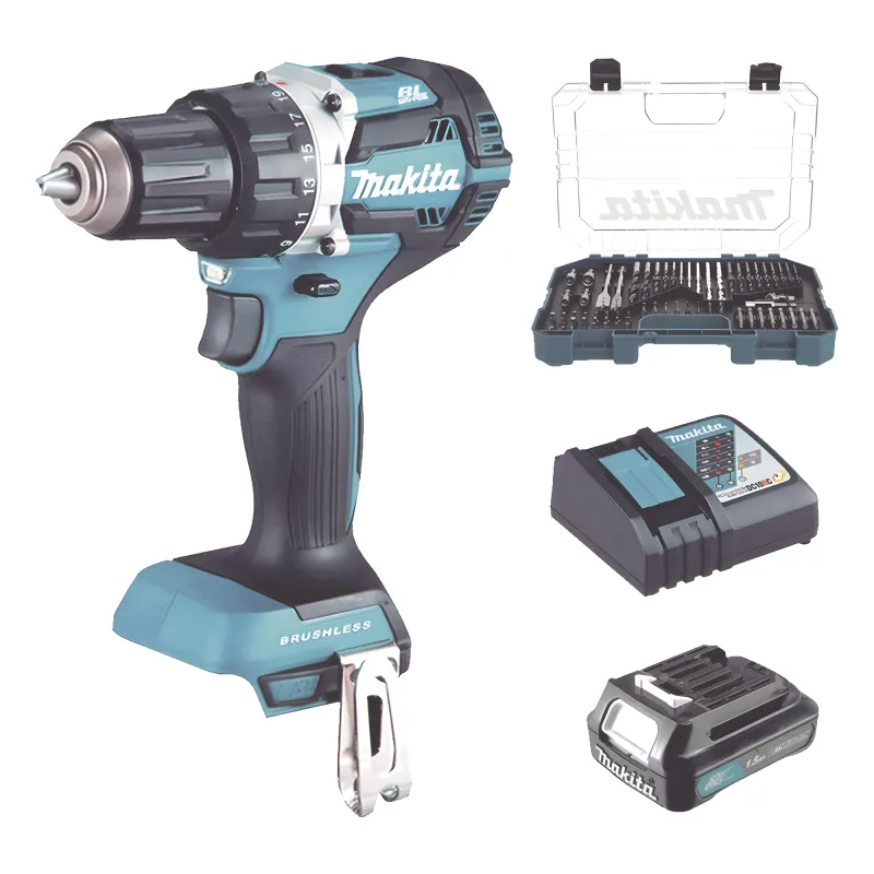 Rotomartillo/Taladro Inalámbrico (1/2") de 1,900 RPM, 18Vcc, Incluye 1 Batería BL1815N de 1.5Ah, 1 Cargador Modelo DC18SD y Un Set de 75 Pzas Modelo E-06943