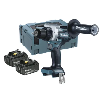 Taladro Atornillador BL 18 V 5 Ah LXT 130 Nm 2 Velocidades (0-550 0-2100 rpm). Incluye 2 Baterías de 18 V, Cargador rápido, 2 Puntas doble y Maletín Makpac.