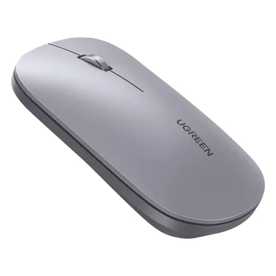 Mouse inalámbrico 2.4 GHz | Ultra Delgado y Silencioso | DPI 1000/1600/2000/4000 (Ajustable) | Alcance 10m | Scroll de Aluminio | Adaptable a diferentes superficies | Diseño suave al tacto | Contiene Receptor USB | Color Gris.