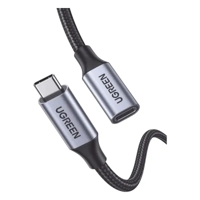 Cable USB-C Macho a USB-C Hembra | 1metro | USB-C 3.1 Gen 2 | Compatible con Thunderbolt 3 | Carcasa de Aluminio | Nylon Trenzado | Transferencia de Datos 10 Gbps | Soporta hasta 100W para Carga Rápida.