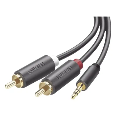 Cable Adaptador de 3.5mm Macho a 2 RCA Macho / 5 Metros (16.40 Pies) / Color Gris / Blindaje Múltiple / ABS / Alta Calidad