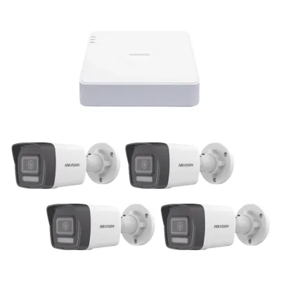 Kit IP 1080p (2 Megapixel) / NVR de 4 Canales con 4 Puertos PoE / 4 Cámaras IP Bala ColorVu Lite y Motion Detection 2.0 / Micrófono Integrado