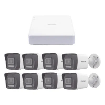 Kit IP 1080p (2 Megapixel) / NVR de 8 Canales con 8 Puertos PoE / 8 Cámaras IP Bala ColorVu Lite y Motion Detection 2.0 / Micrófono Integrado