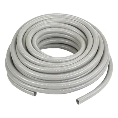 Manguera hermética flexible tipo PolyTuff no metálica, gris de 1/2", 100 pies. Uso comercial/industrial.