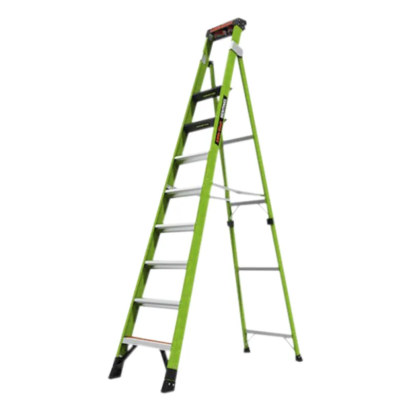 Escalera de 3.05 m Capacidad máxima de 170 Kg, inclinada, de fibra de vidrio con almohadilla de pared giratoria.
