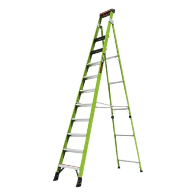 Escalera de 3.65 m Capacidad máxima de 170 Kg, inclinada, de fibra de vidrio con almohadilla de pared giratoria.