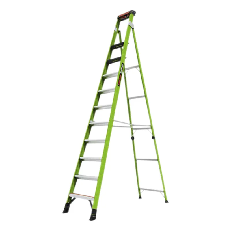 Escalera de 3.65 m Capacidad máxima de 170 Kg, inclinada, de fibra de vidrio con almohadilla de pared giratoria.