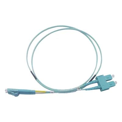 Jumper de Fibra Óptica Multimodo OM3 50/125 LC-SC OFNR (Riser), 2.0 mm, Dúplex, Aqua, 3 metros (9.84 pies)