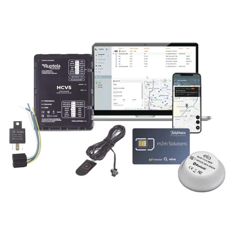 Kit de Localizador 4G LTE / 1 MICSIM25GPS y datos 1 año + 1 BLUEPUCKRHT + 1 EPCOMGPSMENSUAL + RELAY + Botón SOS