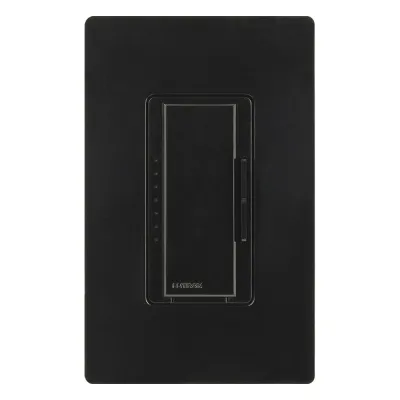 Atenuador de pared Maestro C•L para LED y CFL regulables de hasta 150 W o incandescente/halógeno de 600 W, 120 V, unipolar, 3 vías o multilocalización, color negro