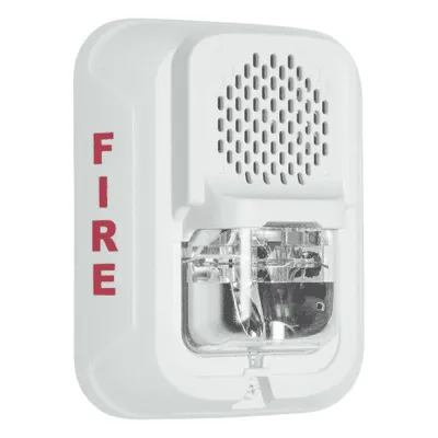Sirena de Baja Frecuencia con Lámpara Estroboscópica / a 2 Hilos / Montaje en Muro / Configuración Estroboscópica Seleccionable / Color Blanco