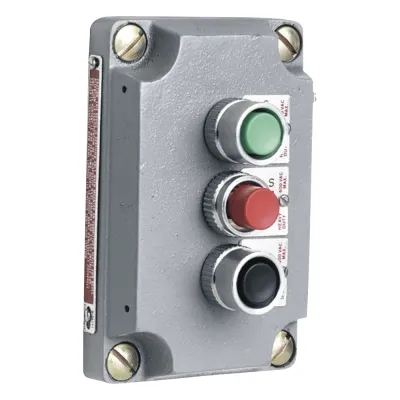 Cubierta para Estación de Control con Tres Botones Pulsadores Rojo-Verde-Negro. / Uso en Áreas Clasificadas.