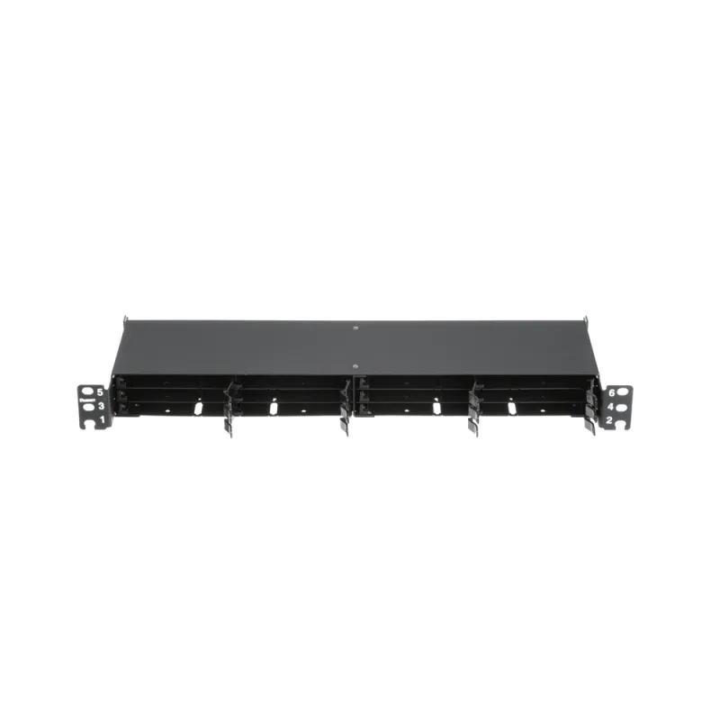 Panel de Distribución de Fibra Óptica, Acepta 12 Cassettes HD Flex en 6 Espacios, Hasta 144 Fibras, 1 UR