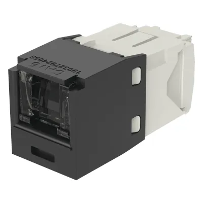 Conector Jack RJ45 Estilo TG con Ventana, Mini-Com, Categoría 6, de 8 Posiciones y 8 Cables, Color Negro