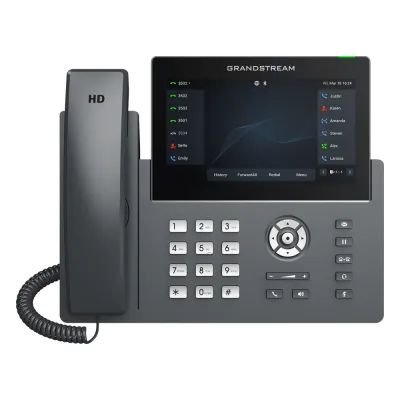 Teléfono IP Wi-Fi, Grado Operador, 12 líneas SIP con 6 cuentas, pantalla táctil 7", puertos Gigabit, Bluetooth, PoE, codec Opus, IPV4/IPV6 con gestión en la nube GDMS