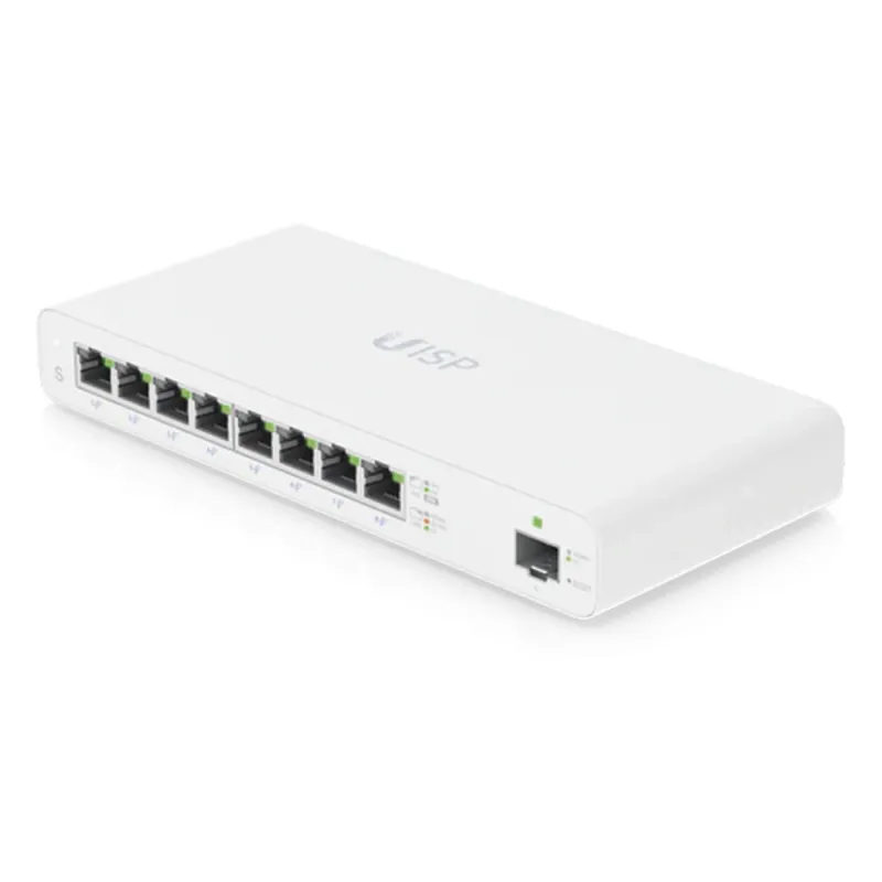 UISP Switch – Switch PoE Pasivo de 110 W (27 V) con 8 Puertos GbE y 1 Puerto SFP
