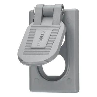 Tapa Resistente a Intemperie para Contacto Dúplex de Policarbonato Color Gris.