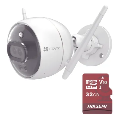 Kit de Camara WiFi y Memoria Micro SD / Incluye 1 Pieza C3X y 1 Memoria MicroSD 32GB / Audio de Dos Vías / Colores en Oscuridad / Detección Humana y de Vehículo