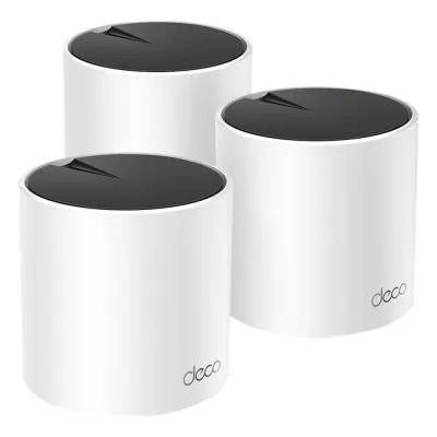 Kit 3 Routers Inalámbricos MESH Interior para Hogar / Doble Banda Wi-Fi 6 AX3000 Mbps / 3 Puerto Gigabit WAN/LAN / 2 Antenas Internas / Administración Mediante la App Deco (iOS, Android) / Protección HomeShield