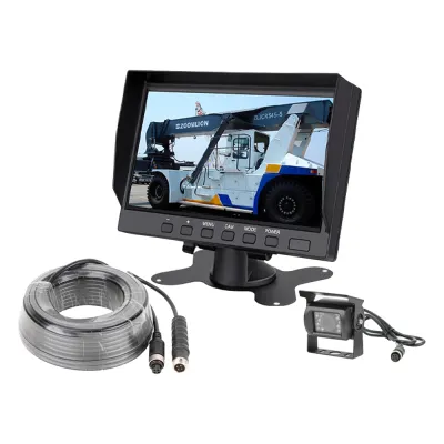 Sistema Profesional de Cámara de Reversa y Monitor Alámbrico para Vehículos de Trabajo y Montacargas
