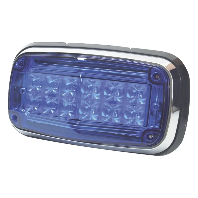 Luz de advertencia 8 X 4", Color Azul, IP67, SAE, Ideal para Ambulancias