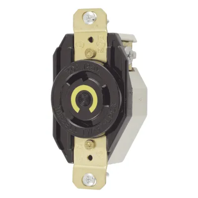 Receptáculo de Media Vuelta Industrial 30 A 125 V CA 2 Polos 3 Hilos (Nema L5-30R) Color Negro