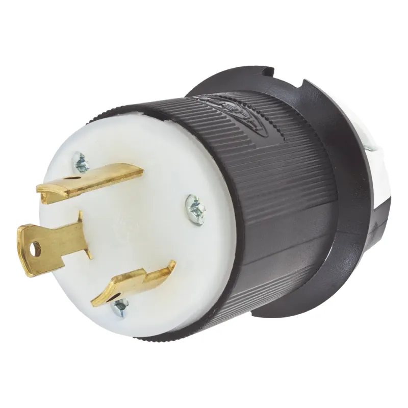 Clavija Industrial con Bloqueo de Media Vuelta / 30 A 125 V CA / 2 Polos 3 Hilos / Color Blanco y Negro / Nema L5-30P.