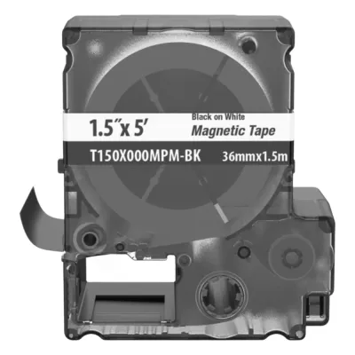 Casete de Etiquetas Magnéticas de Cinta Continua, Color Blanco Sobre Negro, Uso Interior, 36 mm (1.42 pulgadas) de Ancho x 1.5 Metros (4.92 pies) de Largo