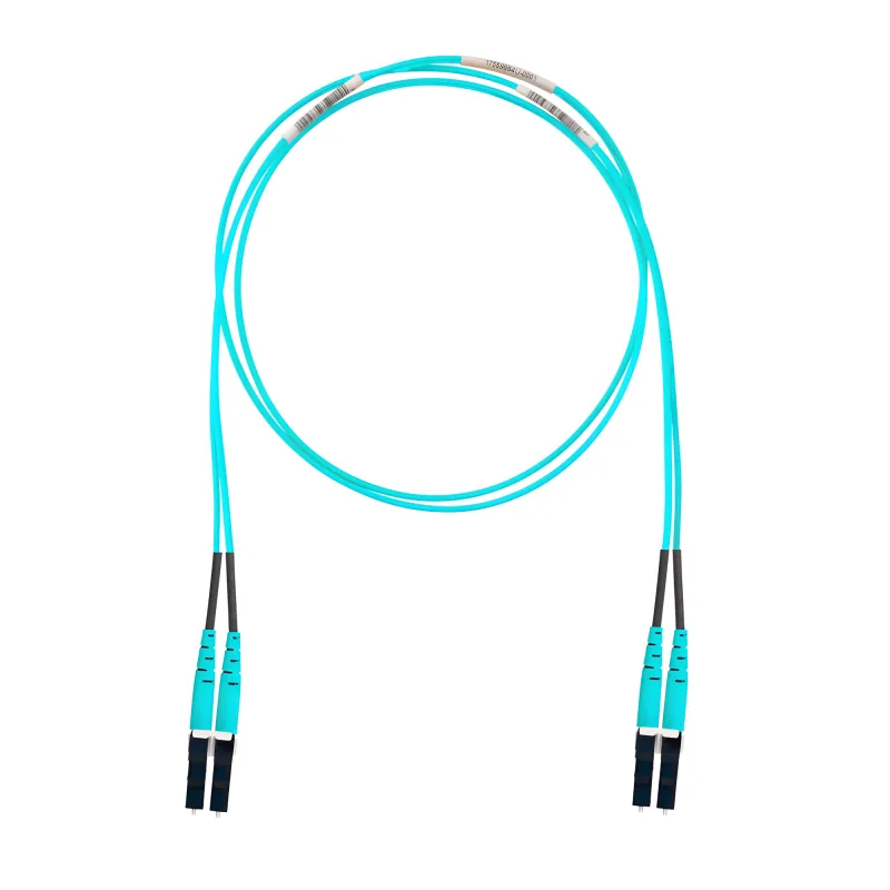 Jumper de Fibra Optica Multimodo 50/125 OM4, LC-LC Duplex, OFNR (Riser), Color Aqua, 2.44 Metros (8 Pies)