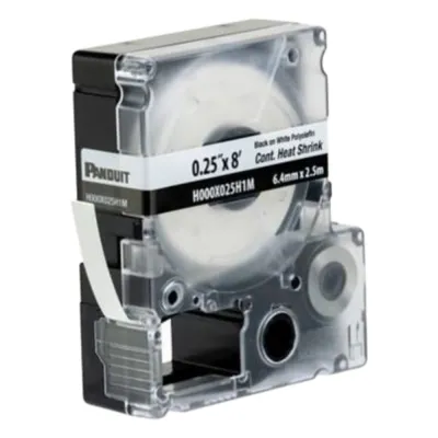 Casete de Etiquetas de Poliolefina de Cinta Continua, Tubo Termocontráctil, 6.4 mm (0.25 Pulgadas) de Ancho y 2.4 Metros (7.87 Pies) de Largo, para Cables de Calibre 22-18 AWG, Color Blanco