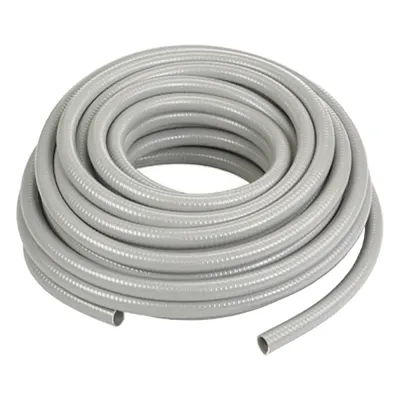Manguera hermética flexible tipo PolyTuff no metálica, gris de 1" y 100 pies. Uso comercial/industrial.