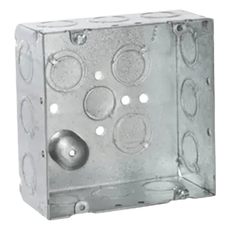 Caja Cuadrada 4 11/16 x 4 11/16"/ Profundidad de 2- 1/8"/ Cuenta 1 Entrada de 1/2" y 15 TKO (1/2"-3/4").