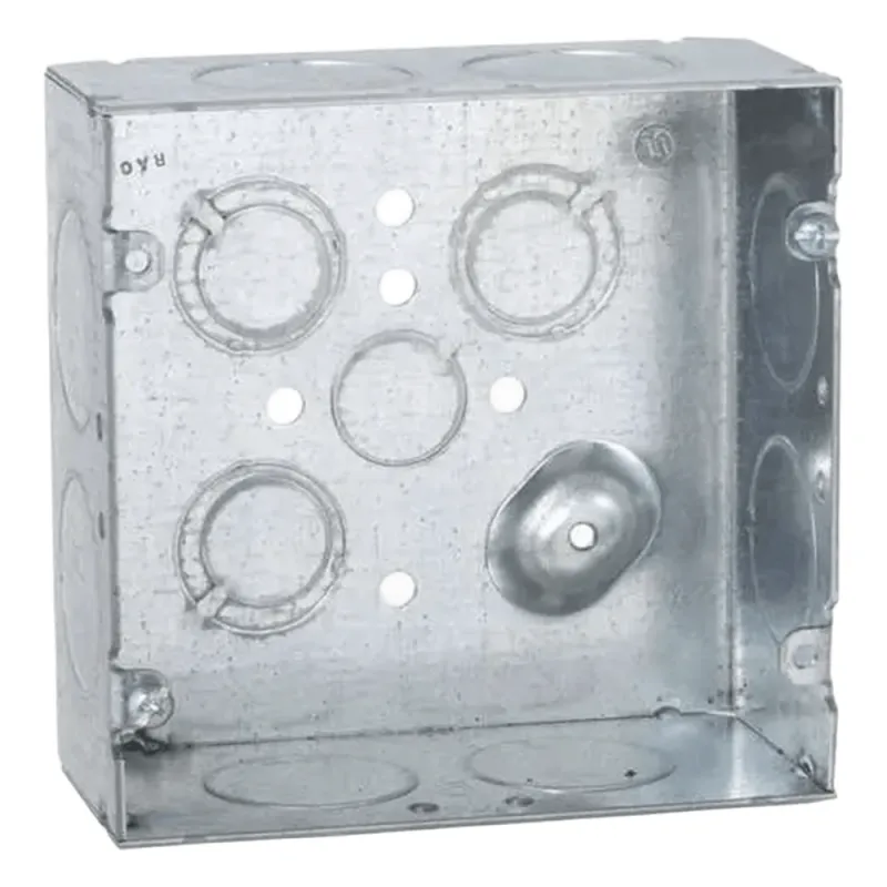 Caja Cuadrada 4 11/16 x 4 11/16"/ Profundidad 2- 1/8"/ Cuenta con 1 Entrada de 1/2", 8 de 1" y 3 TKO (1/2"-3/4").