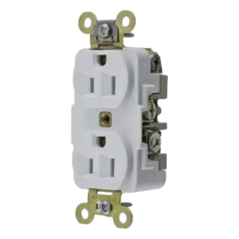Contacto Dúplex 15 A 125 V 2 Polos, 3 Hilos Color Blanco (Nema 5-15R). Grado Industrial.