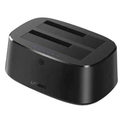 Base USB 3.0 para Disco Duro de Doble Bahía | Soporta Discos SATA de 2.5' & 3.5´ | Soporta discos de 12TB | Compatible con UASP, SATA 3.0 | Con adaptador de corriente 12V3A | Cable USB 1M | Alta Velocidad | Modo Clonación.