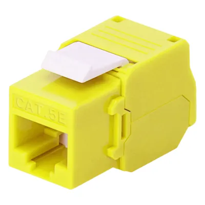 Módulo Jack Keystone Cat5e (Toolless), con Terminación en Ángulo 180 - Color Amarillo, Compatible con Faceplate y Patchpanel Linkedpro
