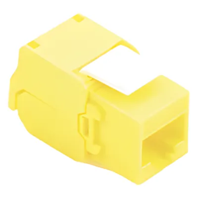 Módulo Jack Keystone Cat6A (Toolless), con Terminación en Ángulo 180 - Color Amarillo, Compatible con Faceplate y Patchpanel Linkedpro