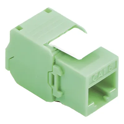 Módulo Jack Keystone Cat6A (Toolless), con Terminación en Ángulo 180 - Color Verde, Compatible con Faceplate y Patchpanel Linkedpro