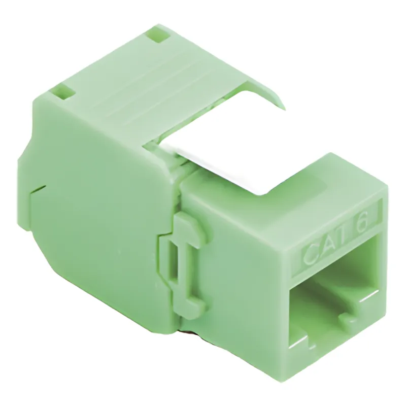 Módulo Jack Keystone Cat6A (Toolless), con Terminación en Ángulo 180 - Color Verde, Compatible con Faceplate y Patchpanel Linkedpro