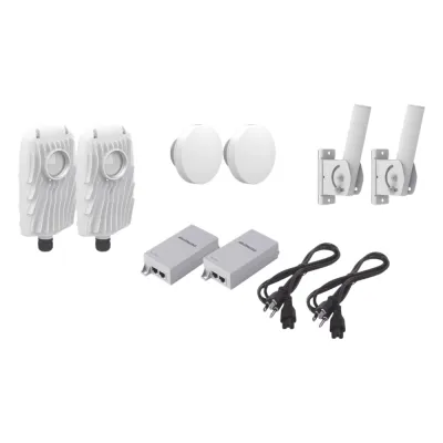 Kit de 2 radios B5X con 2 antenas de (12 dBi), rango de frecuencia extendida (4.9 a 6.4 GHz), incluye inyector POE, cable de alimentación y 2 FLEXIMOUNT-XL para alineación, distancia de hasta 2 km