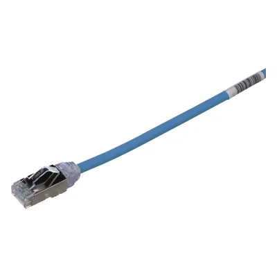 Patch Cord Cat6A, Diametro Reducido 28 AWG, Blindado S/FTP, CM/LS0H, 0.20 Metros (0.66 Pies), Color Azul